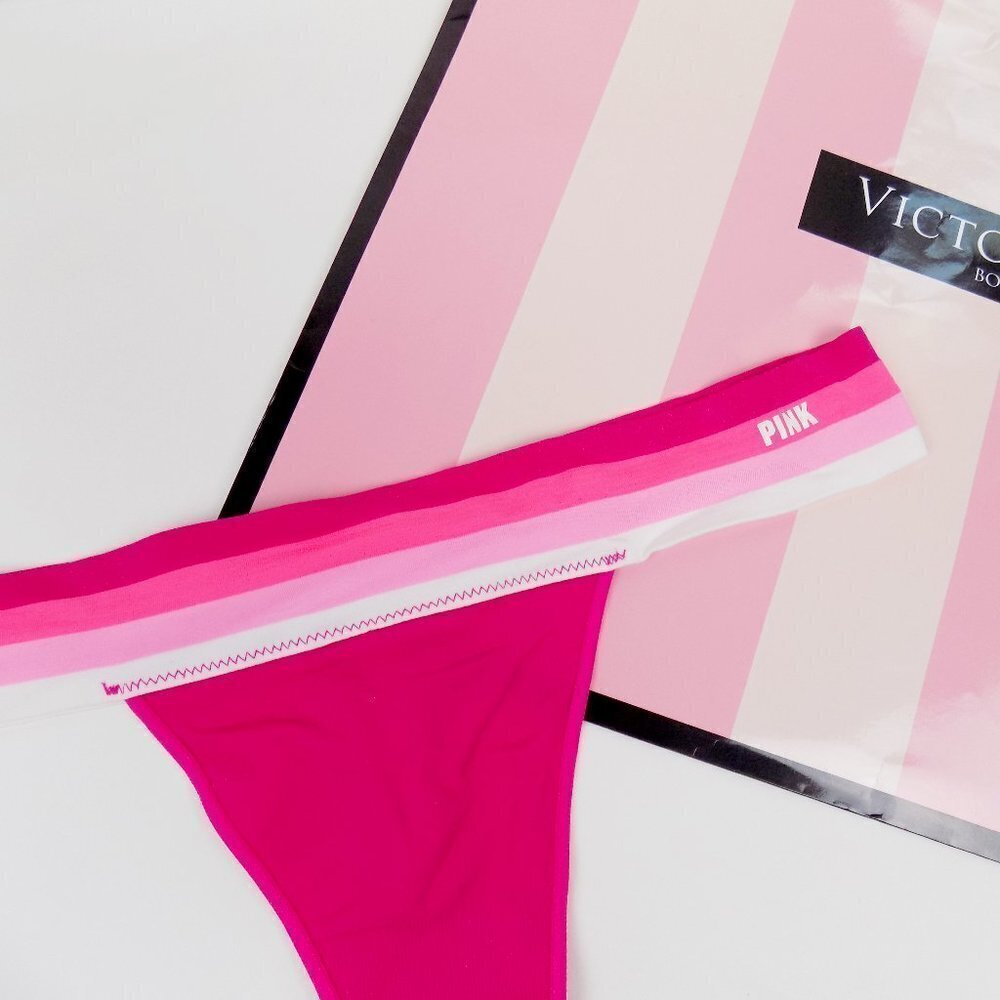 nwt victoria's secret pink no show seamless thong striped
